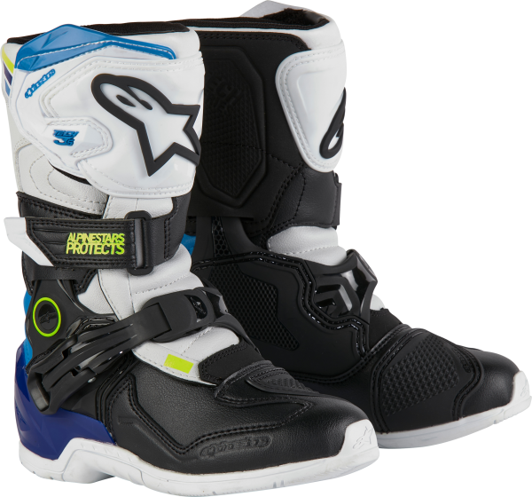 ALPINESTARS - TECH 3S KIDS BOOTS WHT/BLK/ENAMEL BLUE SZ 1 - Image 1