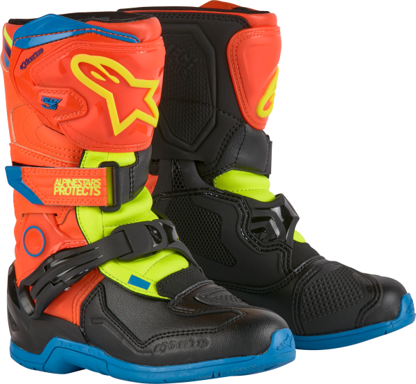 ALPINESTARS - TECH 3S KIDS BOOTS OR FLUO/ENAMEL BL/YEL FL SZ 10 - Image 1