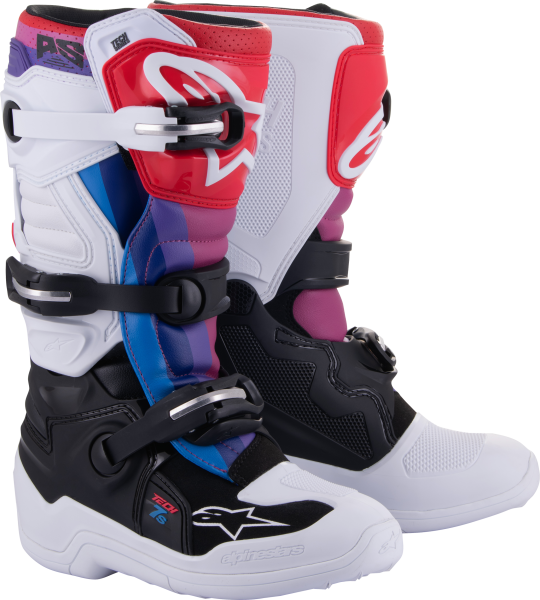 ALPINESTARS - TECH 7S BOOTS WHT/BLK/RAINBOW SZ 2 - Image 1