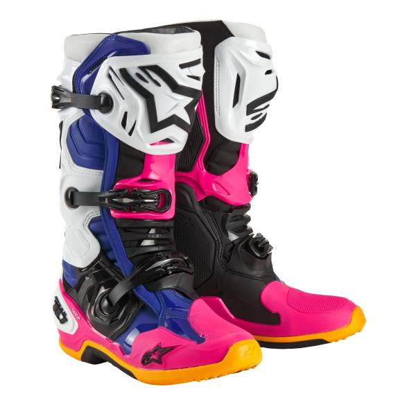 ALPINESTARS - TECH 10 BOOTS LE WHT/DK BLU/PNK FLUO SZ 8 - Image 1