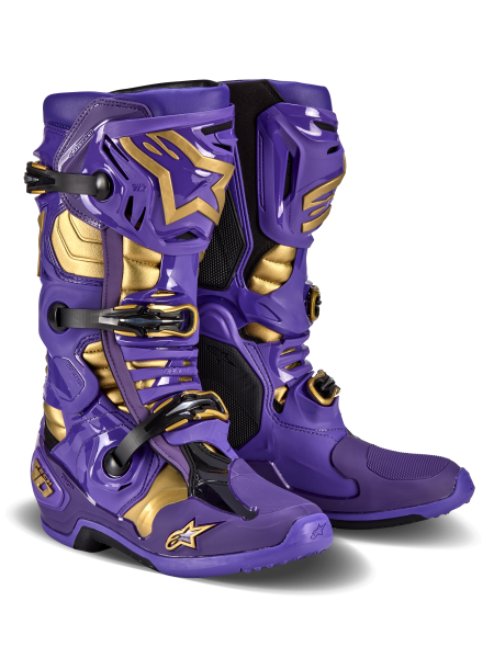 ALPINESTARS - TECH 10 LE BOOTS ULTRAVIOLET/GOLD/BLACK SZ 8 - Image 1