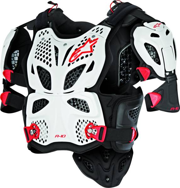 ALPINESTARS - A-10 FULL CHEST PROTECTOR WHITE/BLACK/RED MD/LG - Image 1