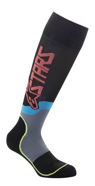 ALPINESTARS - MX PLUS-2 SOCKS BLACK/YELLOW FLUO/CORAL SM - Image 1