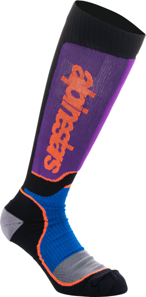 ALPINESTARS - MX PLUS SOCKS BLK/ROYAL BL/PURPLE SM - Image 1