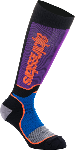 ALPINESTARS - YOUTH MX PLUS SOCKS BLK/ROYAL BLUE/PURPLE MD/LG - Image 1