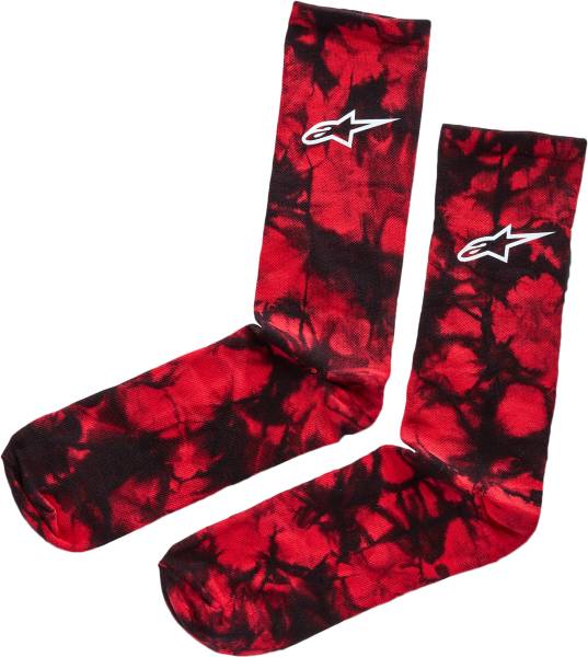 ALPINESTARS - TIE DYE CREW SOCKS RED LG - Image 1