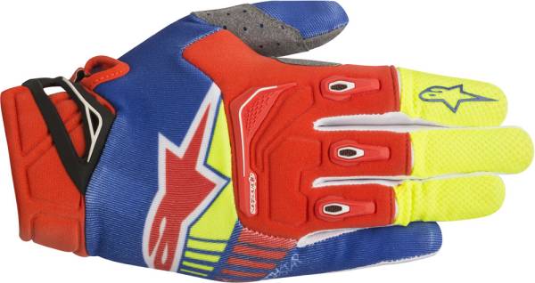 ALPINESTARS - TECHSTAR GLOVES YELLOW/ORANGE/BLUE 2X - Image 1