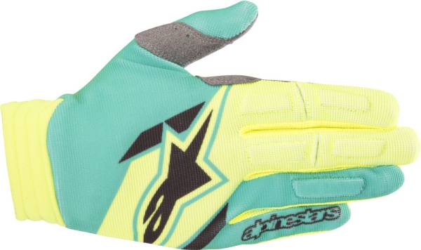 ALPINESTARS - AVIATOR GLOVES YELLOW/TEAL MD - Image 1