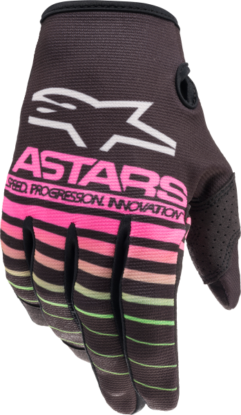 ALPINESTARS - YOUTH RADAR GLOVES BLACK/GREEN NEON/PINK FLUO 2XS - Image 1