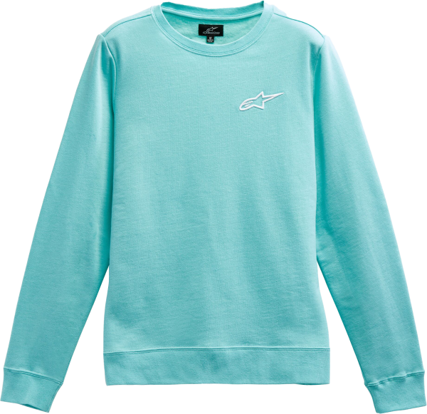 ALPINESTARS - WOMEN'S AGELESS CREW FLEECE LIGHT AQUA/WHITE 2X - Image 1