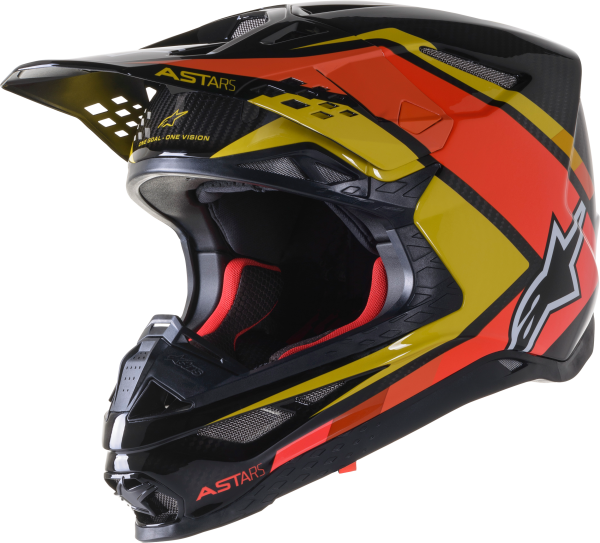 ALPINESTARS - S.TECH S-M10 CARBON META2 HELMET BLK/YLW/ORG GLOSSY XS - Image 1