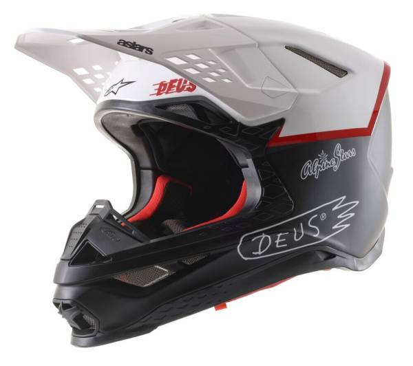 ALPINESTARS - S-M8 X DEUS20 HELMET BLACK/WHITE/DEEP RED 2X - Image 1