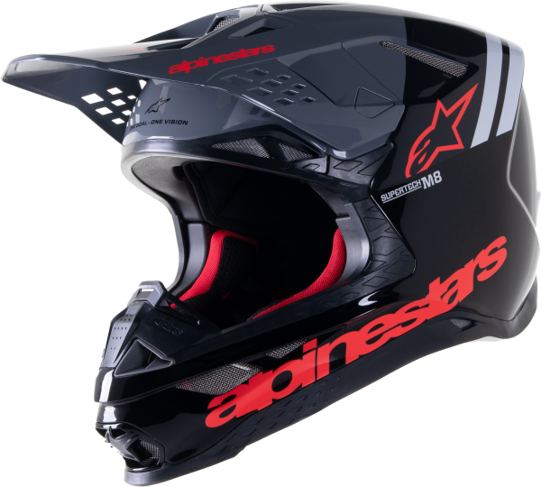 ALPINESTARS - S-M8 RADIUM 2 HELMET BLACK/NEON RED 2X - Image 1