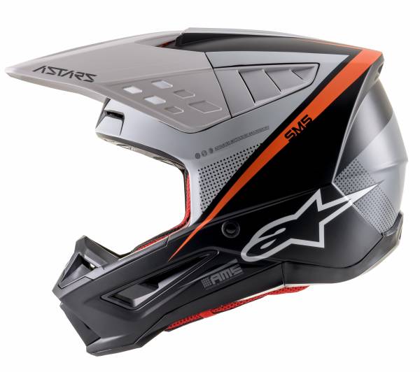 ALPINESTARS - S-M5 RAYON HELMET MATTE BLK/WHT/ORANGE FLUO XS - Image 1