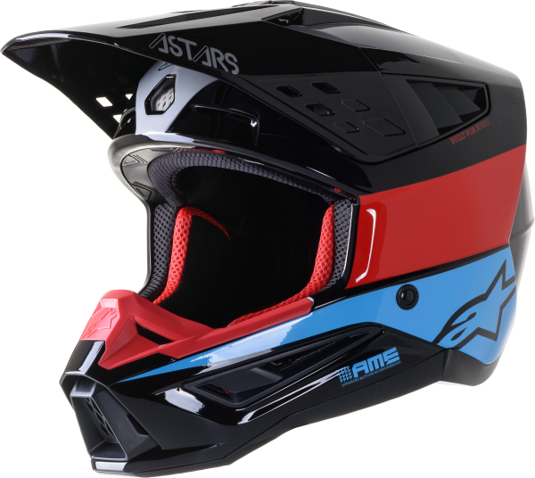 ALPINESTARS - S-M5 BOND HELMET BLACK/RED/CYAN GLOSSY XS - Image 1