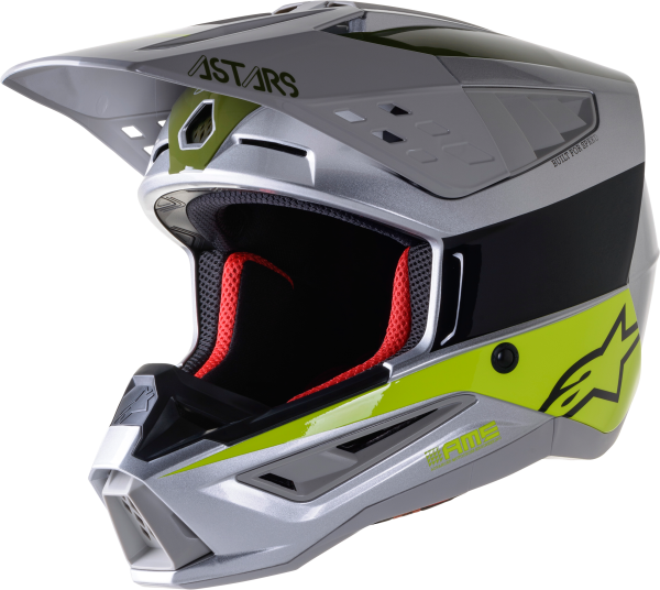 ALPINESTARS - S-M5 BOND HELMET SLVR/YLW FLUO/MLTRY GRN XS - Image 1