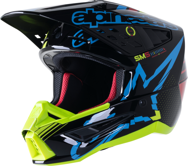 ALPINESTARS - S-M5 ACTION HELMET BLACK/CYAN/FLUO YELLOW XS - Image 1