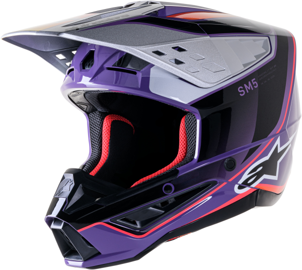 ALPINESTARS - S-M5 SAIL HELMET VIOLET/BLK/SLVR GLOSSY 2X - Image 1