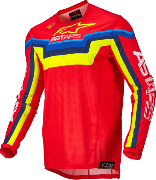 ALPINESTARS - TECHSTAR QUADRO JERSEY BRIGHT RED/YLW FLUO/BLUE 2X - Image 1