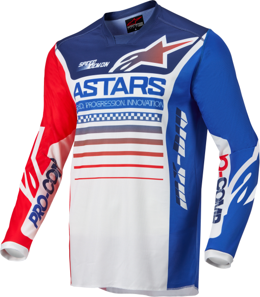 ALPINESTARS - RACER COMPASS JERSEY OFF WHITE/RED FLUO/BLUE 2X - Image 1