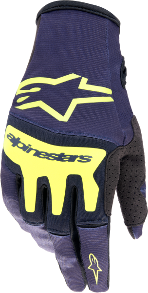 ALPINESTARS - TECHSTAR GLOVES NIGHT NAVY/YELLOW FLUO 2X - Image 1