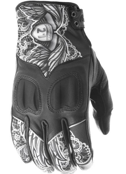 HIGHWAY 21 - WOMEN'S VIXEN GLOVES BLACK/WHITE LACE 2X - Image 1