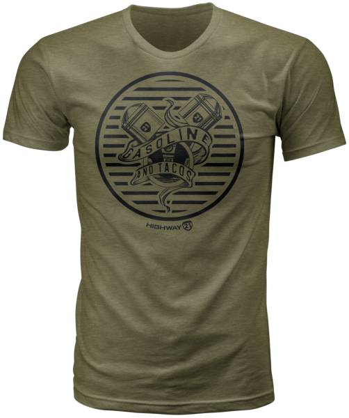 HIGHWAY 21 - GASOLINE TEE MILITARY GREEN 2X - Image 1