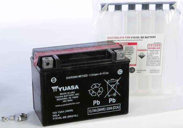 YUASA - BATTERY YTX15L-BS MAINTENANCE FREE - Image 1