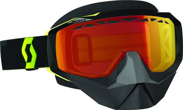 SCOTT - HUSTLE SNOCROSS GOGGLE BLK/FLO-YLW W/RED CHROME LENS - Image 1