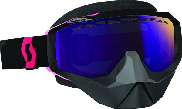 SCOTT - HUSTLE SNOCROSS GOGGLE BLK/FLO-PNK W/AMP PURPLE CHRM - Image 1