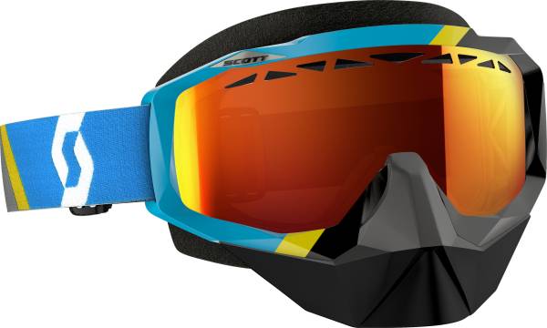 SCOTT - HUSTLE SNOCROSS GOGGLE ASYM BLUE/BLK W/YELLOW CHROME LENS - Image 1