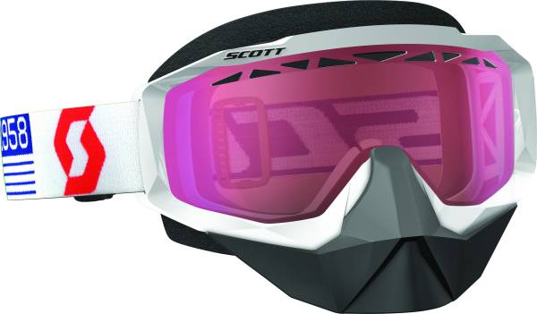 SCOTT - GOGGLE HUSTLE SNOW WHITE/RED W/ROSE LENS - Image 1