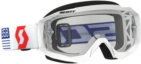 SCOTT - HUSTLE GOGGLE WHITE/RED W/CLEAR WORKS LENS - Image 1