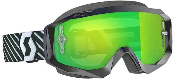 SCOTT - HUSTLE GOGGLE X BLACK/WHITE W/GREEN CHROME WORKS - Image 1