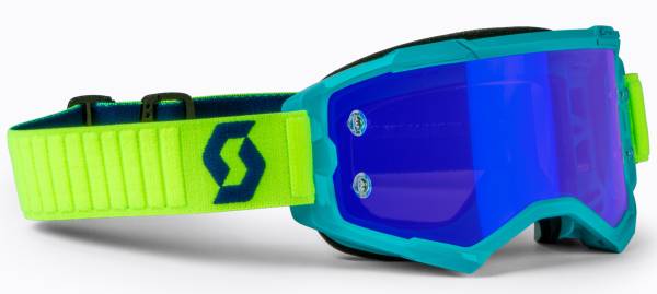 SCOTT - FURY GOGGLE TEAL BLUE/NEON YLW ELECTRIC BLUE CHROME WORKS - Image 1