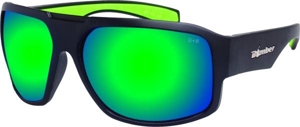 BOMBER - MEGA BOMB EYEWEAR MATTE BLACK W/GREEN MIRROR LENS - Image 1