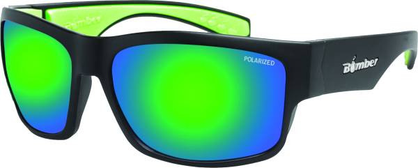 BOMBER - TIGER BOMB EYEWEAR MATTE BLACK W/GREEN MIRROR POLARIZED - Image 1