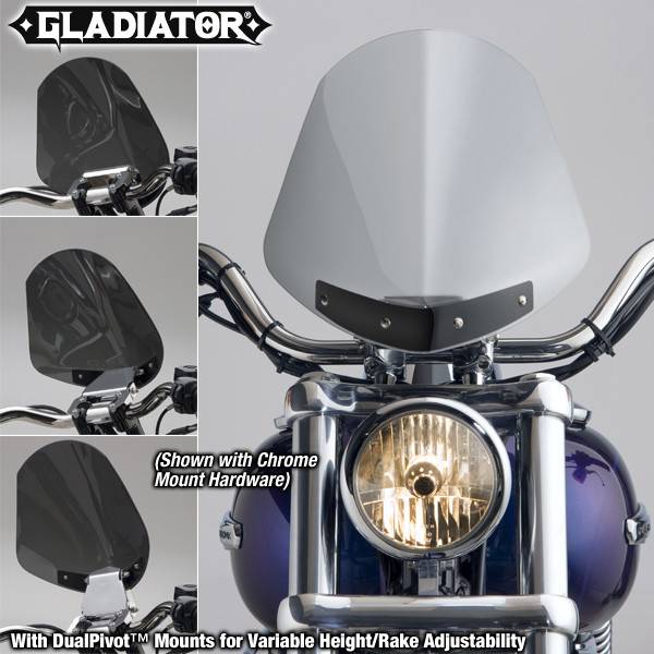 NATIONAL CYCLE - GLADIATOR WINDSHIELD W/BLACK MOUNTS (LIGHT TINT) - Image 1