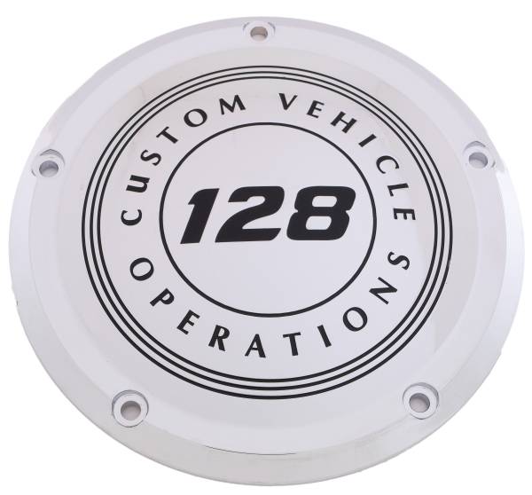 CUSTOM ENGRAVING - 7   M8 FLT/FLH DERBY COVER 128 CVO CHROME - Image 1