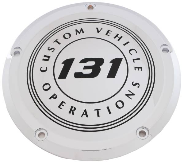 CUSTOM ENGRAVING - 7   M8 FLT/FLH DERBY COVER 131 CVO CHROME - Image 1