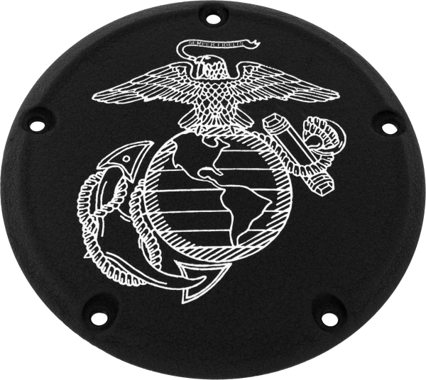 CUSTOM ENGRAVING - 7   M8 FLT/FLH DERBY COVER MARINE EGA BLACK - Image 1