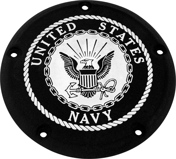 CUSTOM ENGRAVING - 7   M8 FLT/FLH DERBY COVER NAVY BLACK - Image 1