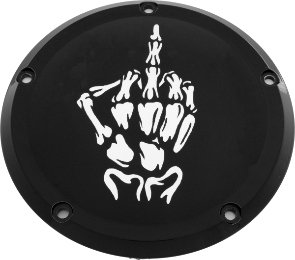 CUSTOM ENGRAVING - 7   M8 FLT/FLH DERBY COVER BONE FINGER BLACK - Image 1