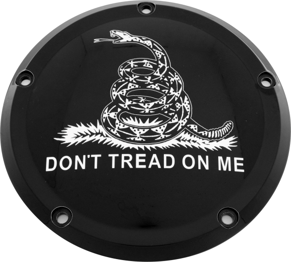 CUSTOM ENGRAVING - 7   M8 FLT/FLH DERBY COVER DON'T TREAD BLACK - Image 1