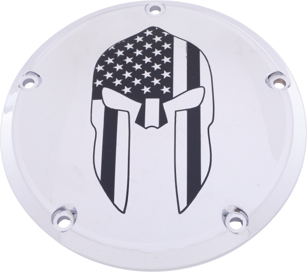 CUSTOM ENGRAVING - 7   M8 FLT/FLH DERBY COVER SPARTAN CHROME - Image 1