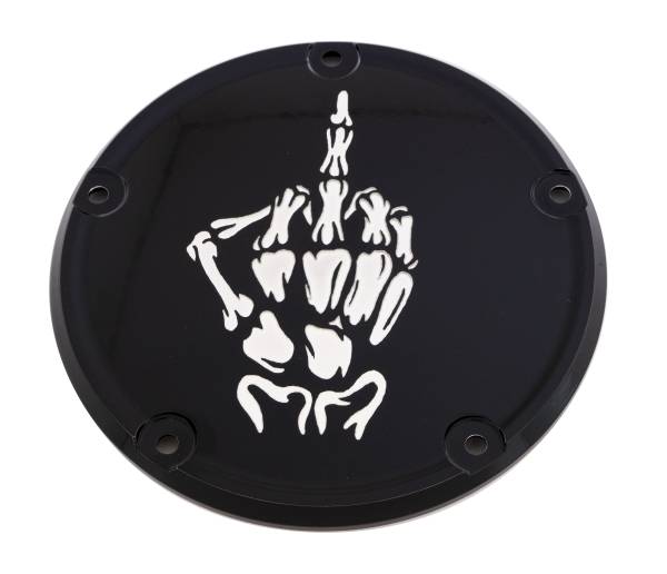 CUSTOM ENGRAVING - 6   M8 SOFTAIL DERBY COVER BONE FINGER BLACK - Image 1