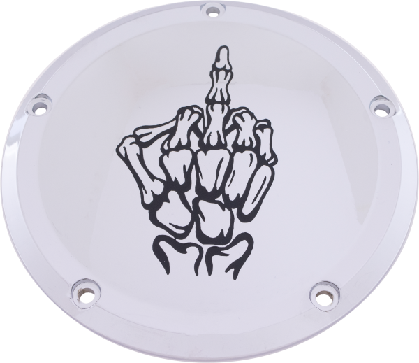 CUSTOM ENGRAVING - 6   M8 SOFTAIL DERBY COVER BONE FINGER CHROME - Image 1