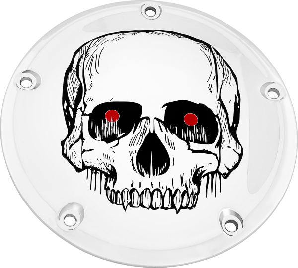 CUSTOM ENGRAVING - 6   M8 SOFTAIL DERBY COVER SKULL CHROME - Image 1