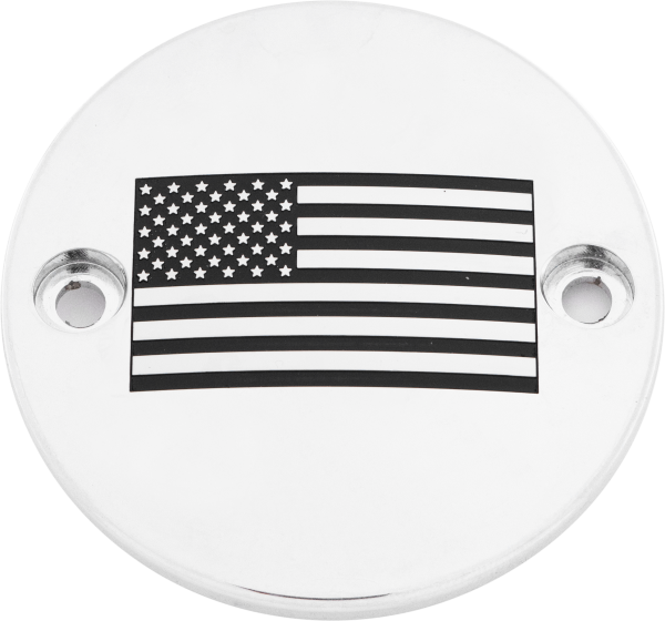 CUSTOM ENGRAVING - M8 TIMER COVER AMERICAN FLAG CHROME - Image 1