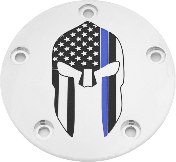 CUSTOM ENGRAVING - TC TIMER COVER SPARTA BLUE LINE CHROME - Image 1